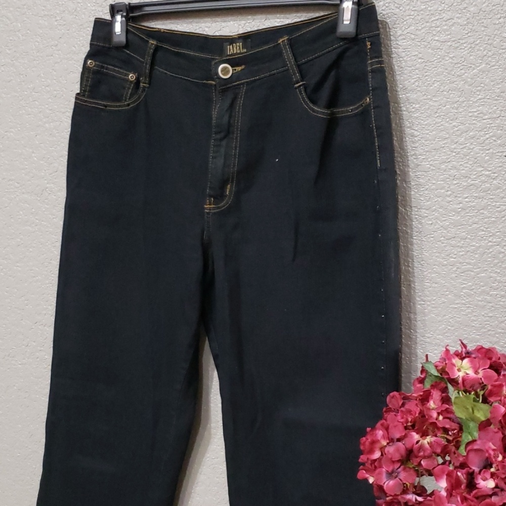 ISABEL luxury Women's Vintage Stretch black bling jeans size 12